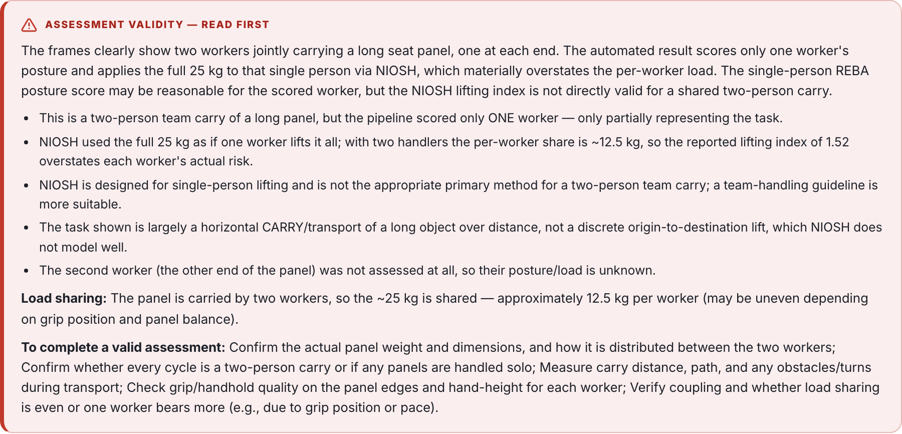 Assessment validity banner from the sample report