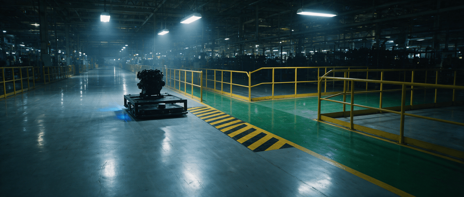 Illustrative environment — pedestrian and AGV crossing